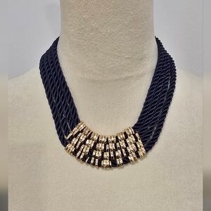 Navy + Gold Rope Statement Necklace